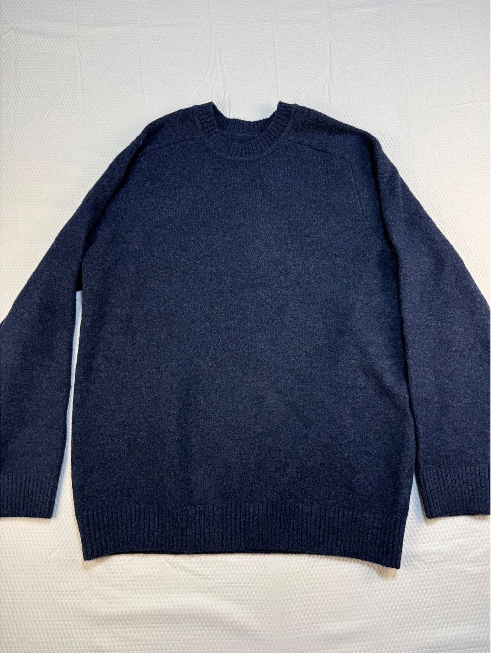 Gap Men’s Large Navy Blue Heathered Wool Blend Crewneck Sweater Pullover